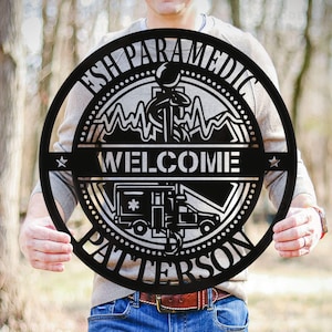 Personalized Paramedic Sign, EMT Metal Sign, Custom Ambulance Wall Decor Gift, First Responder, EMS Worker Gift Emergency Medical Technician