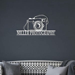 Custom Camera Metal Wall Art, Camera Name Sign, Camera Wall Decor, Custom Photographer Gift, Photo Studio Decor, Photography Lovers Gift