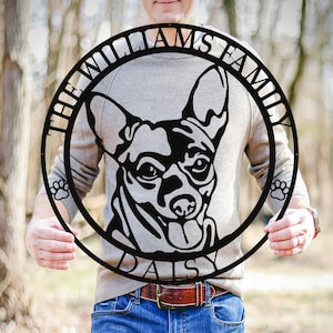 Cihuahua Metal Name Sign, Chiwawa Dog House Decor, Custom Dog Sign, Front Door Welcome Sign, Family Name Sign, Dog Lover Gift