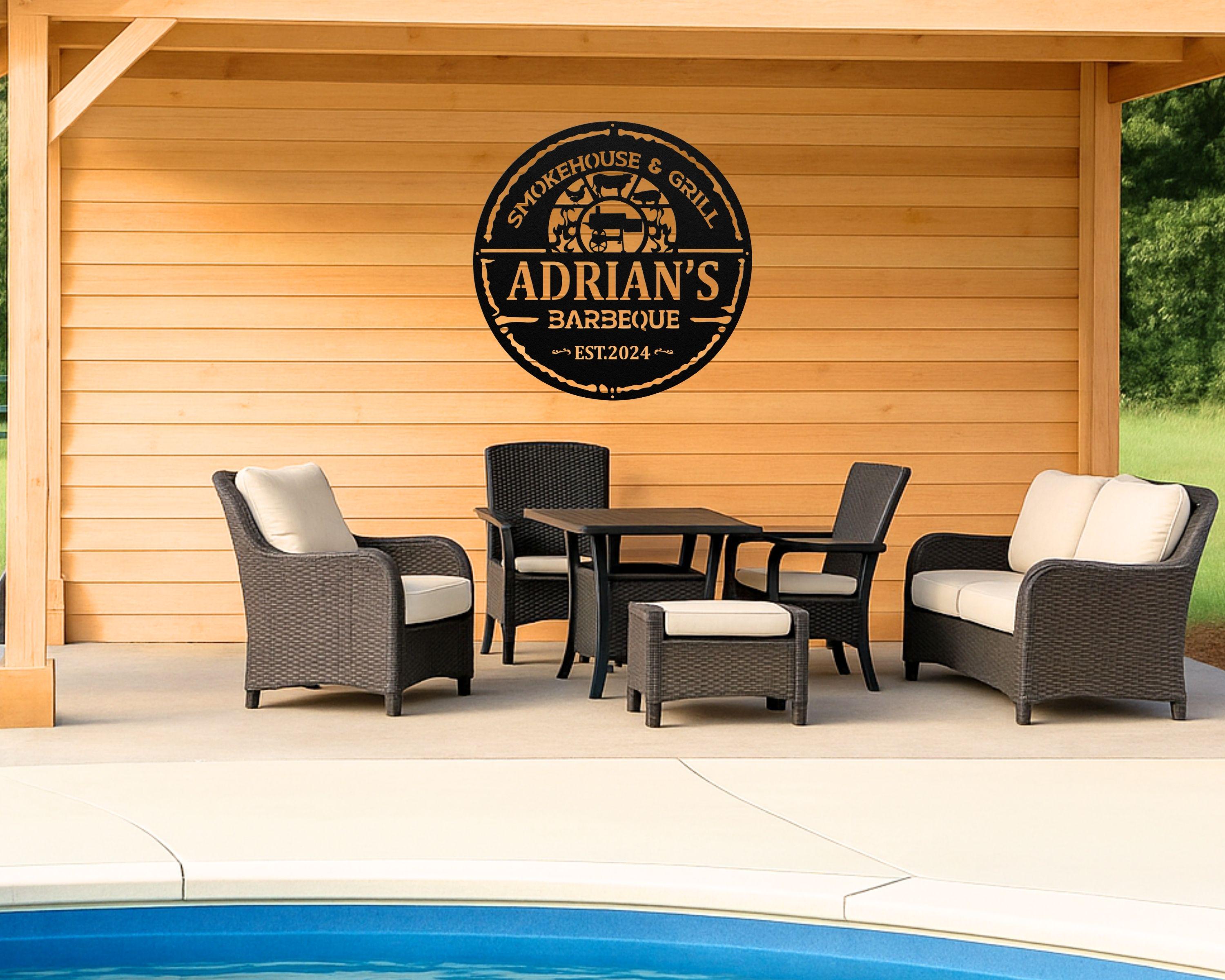 Personalized BBQ Metal Sign: Custom Outdoor Kitchen, Patio Decor