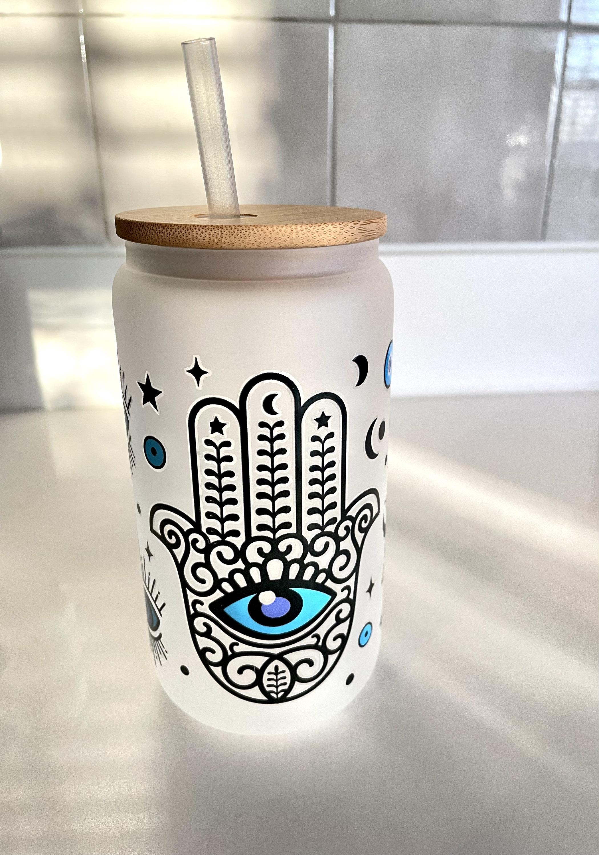 Evil Eye Coffee Cup & Hamsa Hand Saucer Set