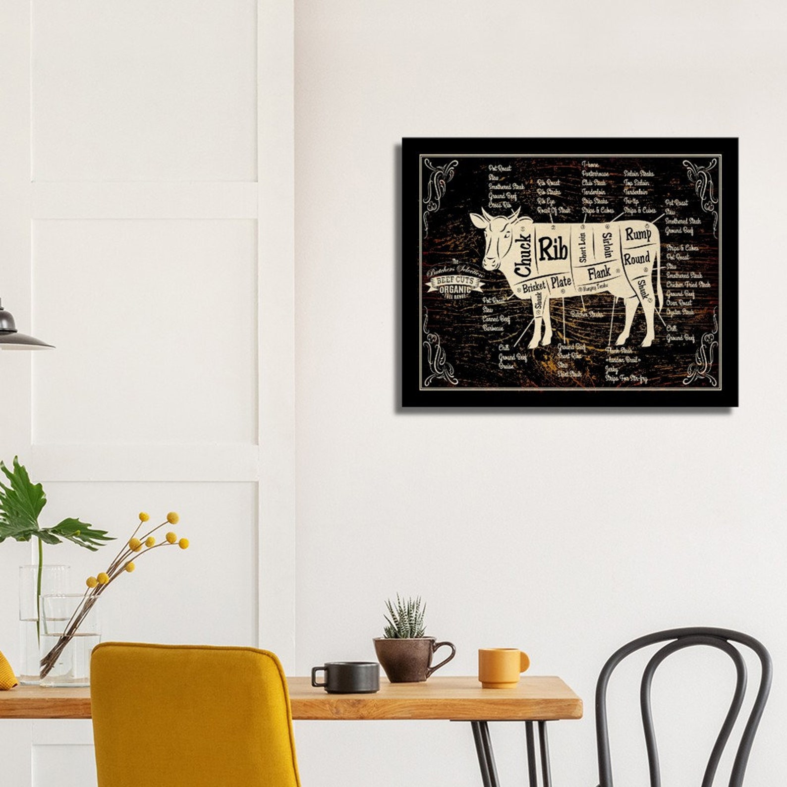 Canvas Rustic Beef Cut Chart for the Kitchen or Dining Room Wall Art - Etsy