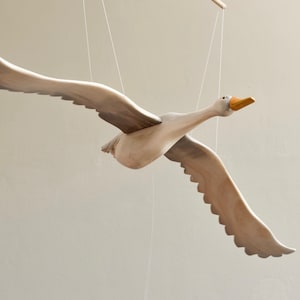 Wooden Flying Mobile bird Gift Pastel Goose  Hanging Decor Mobile Scandinavian Nursery Mobile  Nursery Art Flying Bird Decor Nordic Decor