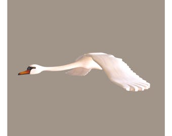 Móvil de cisnes, decoración de aves voladoras, móvil de arte de madera hecho a mano, decoración para casas de lago, acento para el hogar escandinavo, decoración costera, móvil de aves cinéticas