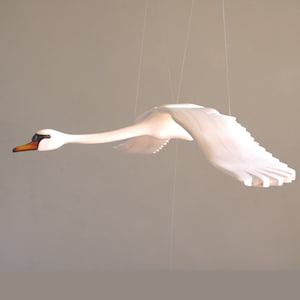 Swan Mobile,  Flying Bird Nursery Decor, Handmade Wooden Mobile, Scandinavian Baby Mobile, Crib Art, Baby Shower Gift, Family Gift
