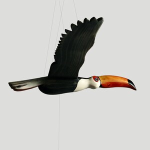 Beautifuly carved and painted Toucan Mobile bird in Flight.