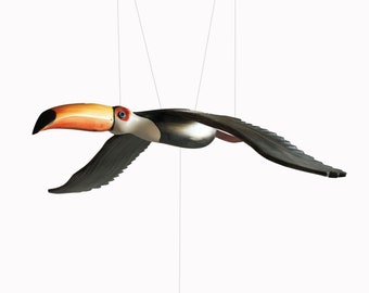 Toucan Bird | Mobile Art | Exotic Bird | Wooden Flying Bird Mobile | Toucan Mobile | Patio Mobile Decor | Mobile Bird | Toucan Bird