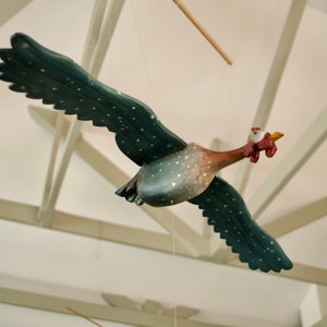 Wooden Flying Mobile Birds Wooden Mobile Guinea Fowl Woodland Nursery Bird Lover Gift Wood anniversary Gift Wood Carving Kitchen decor
