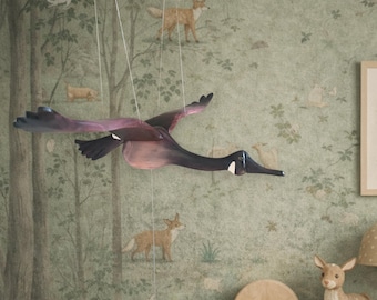 Woodland Nursery Mobile, Wooden Bird Mobile, Forest Baby Room Decor, Nature Nursery Hanging Mobile, Neutral Nursery,Heirloom Baby Gift