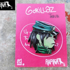 Gorillaz, Pin, hand painted, hand painted pin, noodle, rock accessories, anime pin, pin, cartoon pin, mexican artists, gorillaz accessories