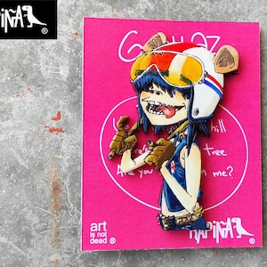 Gorillaz, Pin, hand painted, hand painted pin, noodle, rock accessories, anime pin, pins, cartoon pin, gorillaz accessories, noodle pins