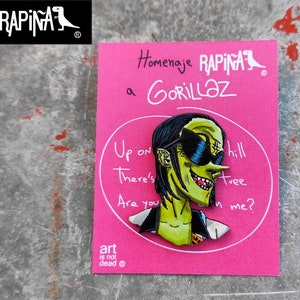 Gorillaz, Pin, hand painted, by mexican artists, hand painted pin, Ace, rock accessories, anime pin, anime, cartoon pin, limited edition pin