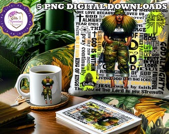 Faith Over Fear Black Woman PNG Bundle | 5-Piece Sublimation Set for Pillow | Tumbler | Mug | Journal | Glass Can | Faith Digital Download