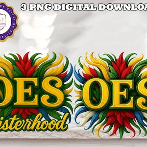Order of Eastern Star OES Sister Faux Embroidery PNG | Sisterhood Clipart | 2 Digital Downloads