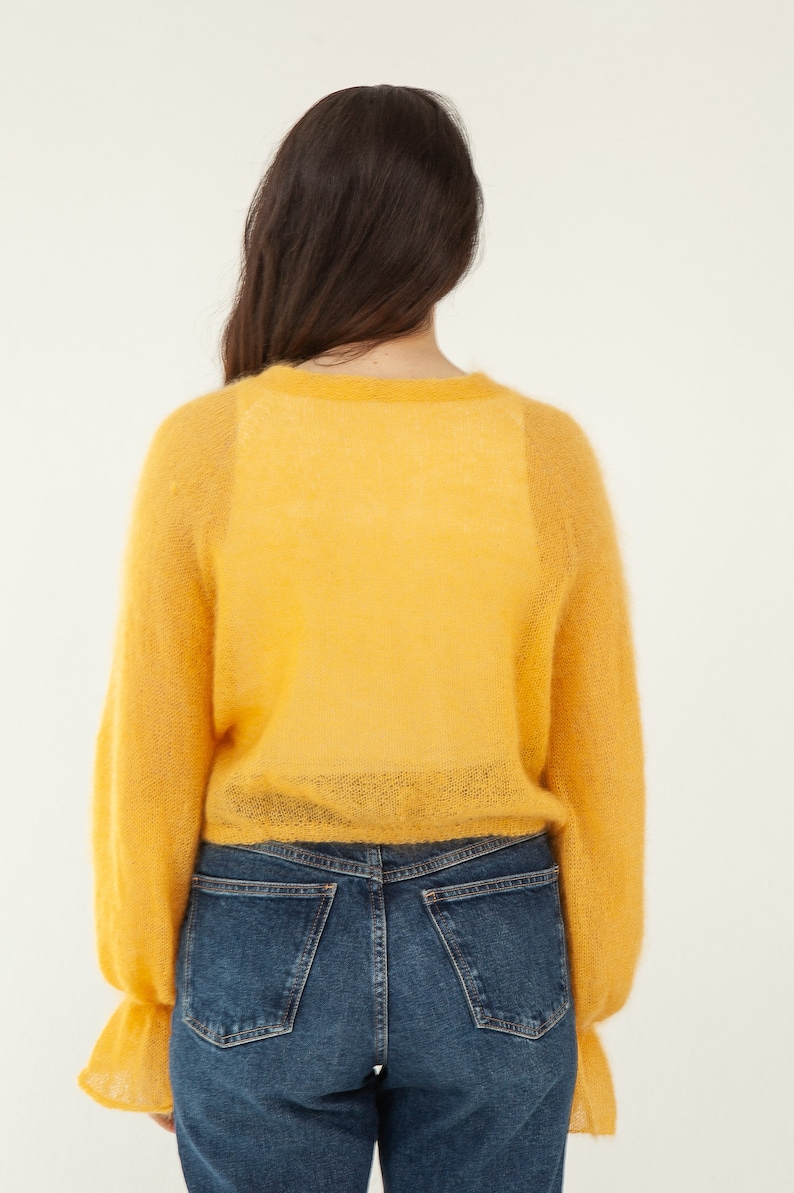 Yellow Oversized Knit Cardigan eva. Knit Woman Cardigan.mohair and Silk ...