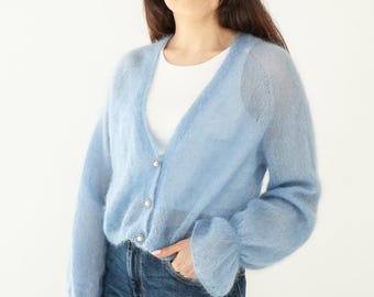 Cozy Light Blue Knit Cardigan for Women – Soft, Elegant, and Comfortable