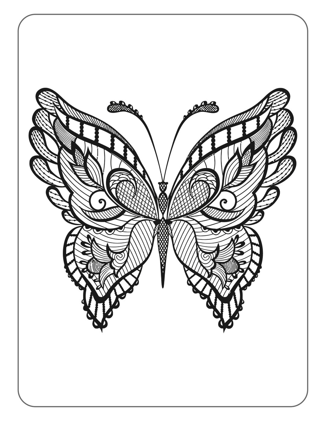 Printable Butterfly Coloring Pages for Adults - Etsy