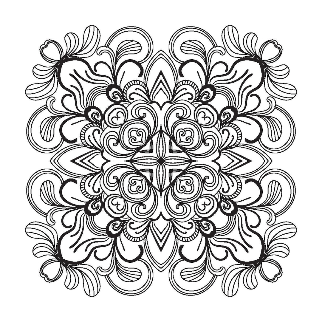 Printable Mandala Adult Coloring Pages | Floral Mandala Easy Coloring