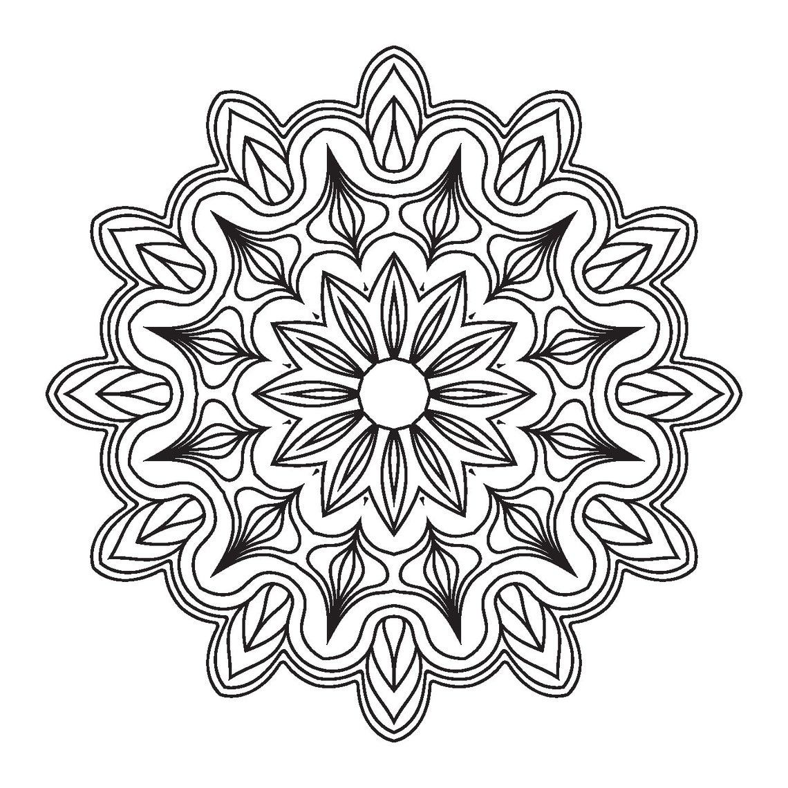 Printable Mandala Adult Coloring Pages | Floral Mandala Easy Coloring