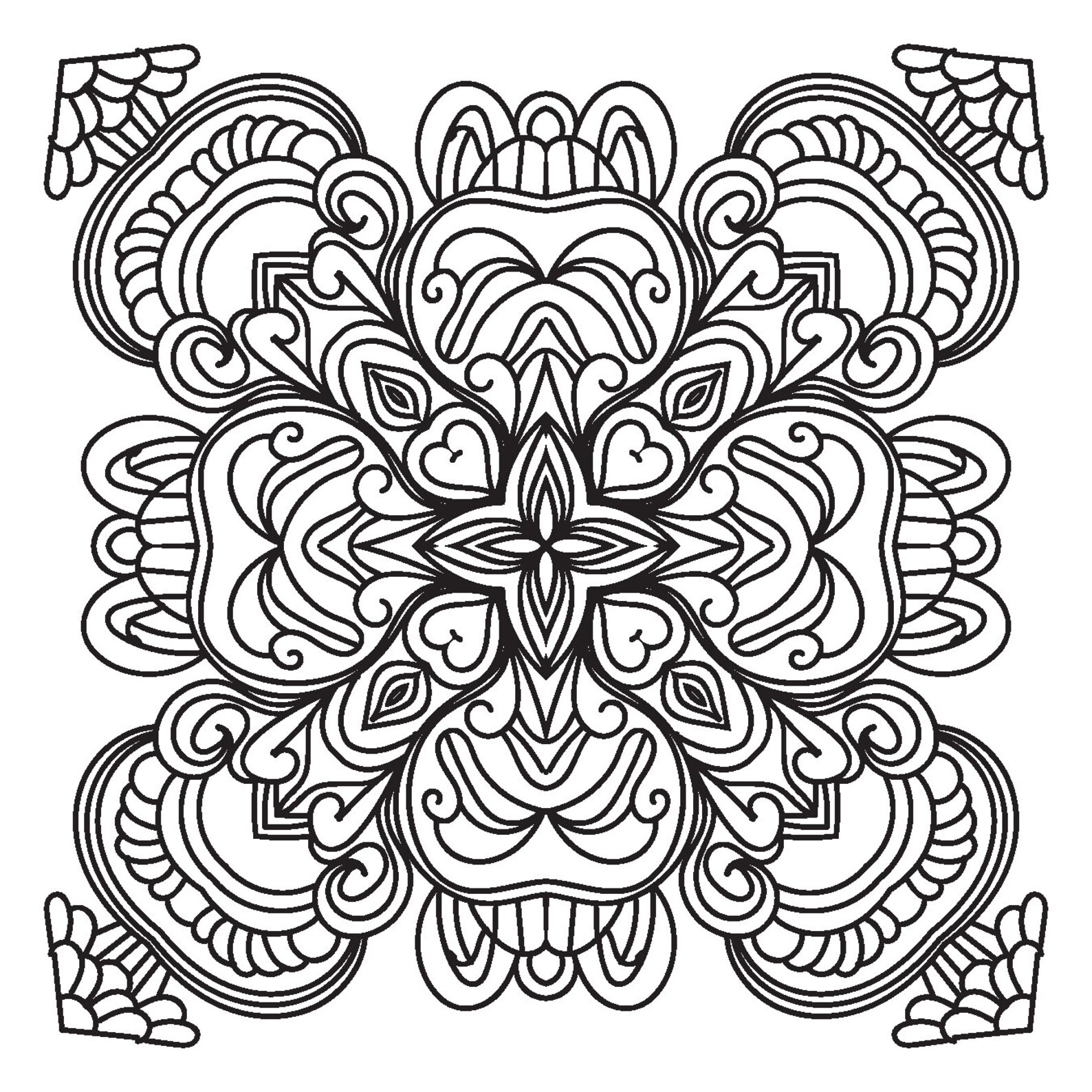 Printable Mandala Adult Coloring Pages | Floral Mandala Easy Coloring ...