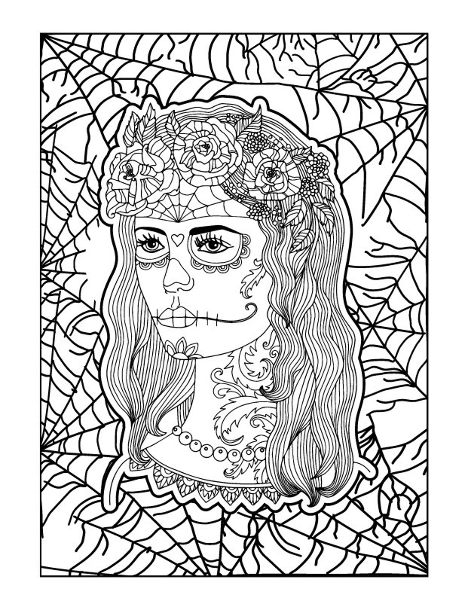 Creepy Halloween Coloring Pages for Adults - Etsy