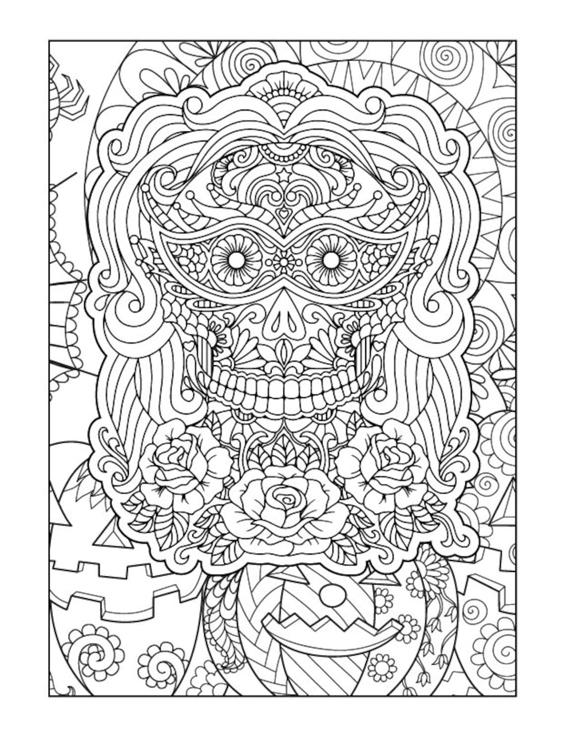 Creepy Halloween Coloring Pages for Adults - Etsy