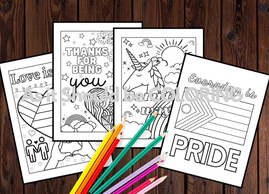 LGBTQ Kids Coloring Pages / 8 Pages / Instant Digital Etsy