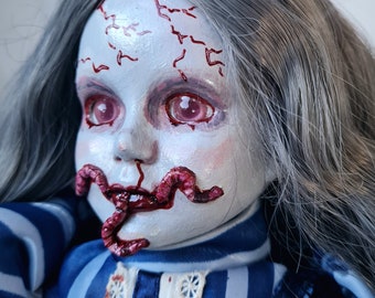 Horror Doll 'Annaliese' Gothic Horror Doll Macabre Decor Dark Victorian Infected Scary Creepy Art OOAK Hand-made