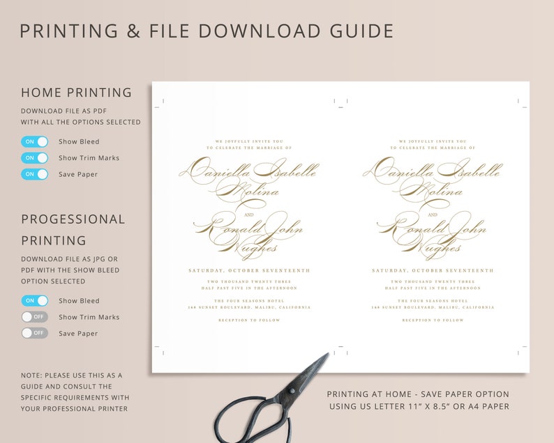 Calligraphy Wedding Invitation Suite Template For in Classic Style, Digital Download S006B image 9