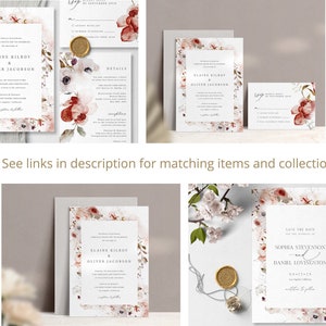 Watercolor Floral Wedding Invitation Template, Instant Edit and Download S012A image 9