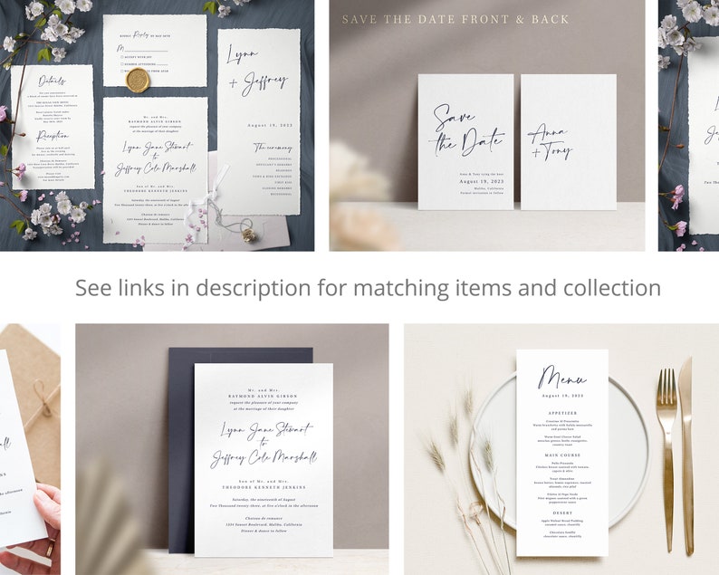 Script Wedding Invitation Suite Template, Instant Edit and Download S005B image 7