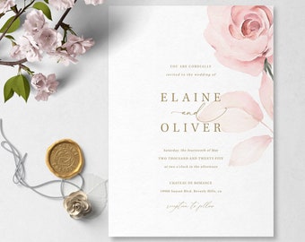 Floral Wedding Invitation Template, Digital Download - S002B