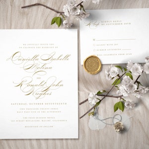 Calligraphy Wedding Invitation Suite Template For in Classic Style, Digital Download S006B image 8