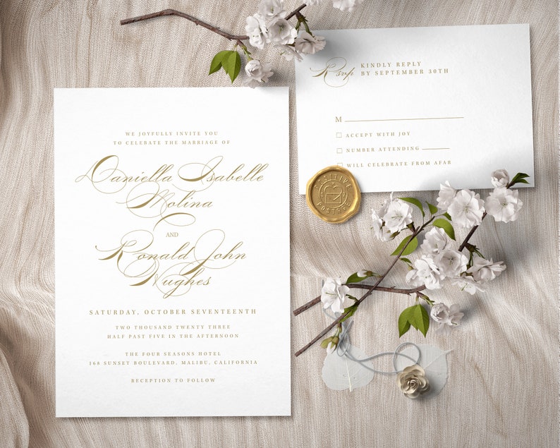 Calligraphy Wedding Invitation Suite Template For in Classic Style, Digital Download S006B image 8