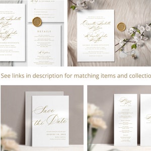 Calligraphy Wedding Invitation Suite Template For in Classic Style, Digital Download S006B image 10