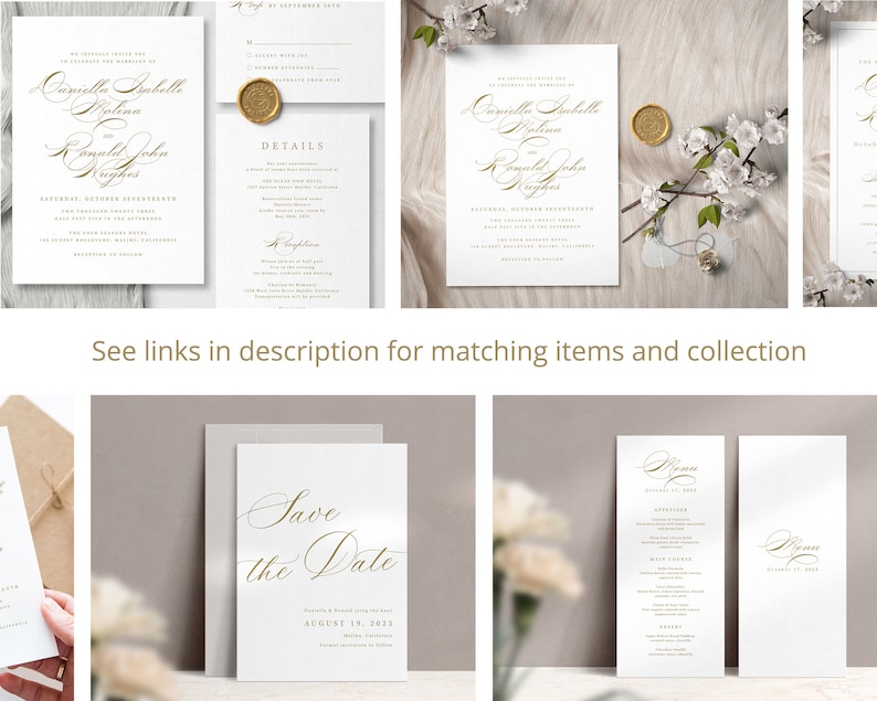 Calligraphy Wedding Invitation Suite Template For in Classic Style, Digital Download S006B image 10