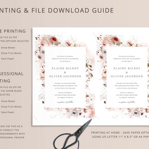 Watercolor Floral Wedding Invitation Template, Instant Edit and Download S012A image 7
