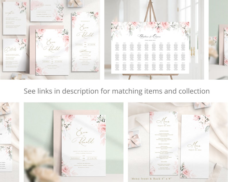 Head Table Seating Chart Template 4x9 Pink Peony Etsy