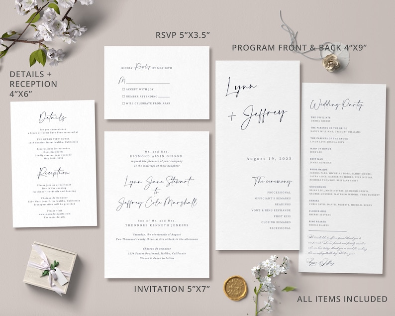 Script Wedding Invitation Suite Template, Instant Edit and Download S005B image 3