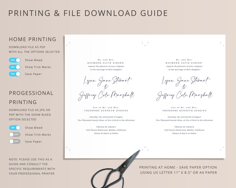 Script Wedding Invitation Suite Template, Instant Edit and Download S005B image 6