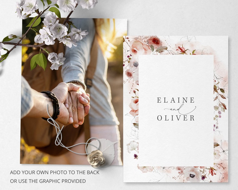 Watercolor Floral Wedding Invitation Template, Instant Edit and Download S012A image 5
