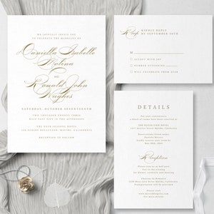Calligraphy Wedding Invitation Suite Template For in Classic Style, Digital Download S006B image 7