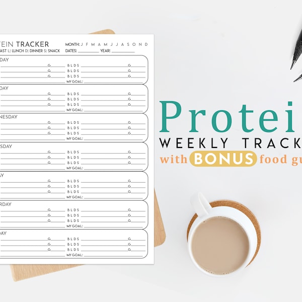 Protein Weekly Tracker | Low or High Protein Diet | A4 & US Letter PDF Printable
