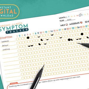 Chronic Illness Symptom Tracker Monthly Printable | Etsy