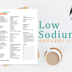 Low Sodium Diet Grocery List A4 &amp; US Letter Printable PDF | Etsy