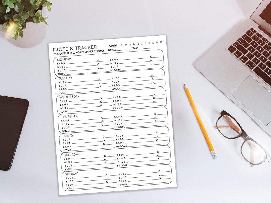 Protein Weekly Tracker Low or High Protein Diet A4 &amp; US - Etsy