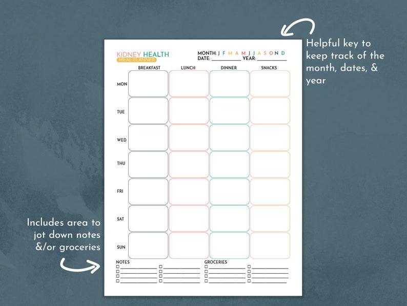 Kidney Disease Grocery & Meal Planning Kit Printable PDF Etsy