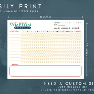 Chronic Illness Symptom Tracker Monthly Printable | Etsy