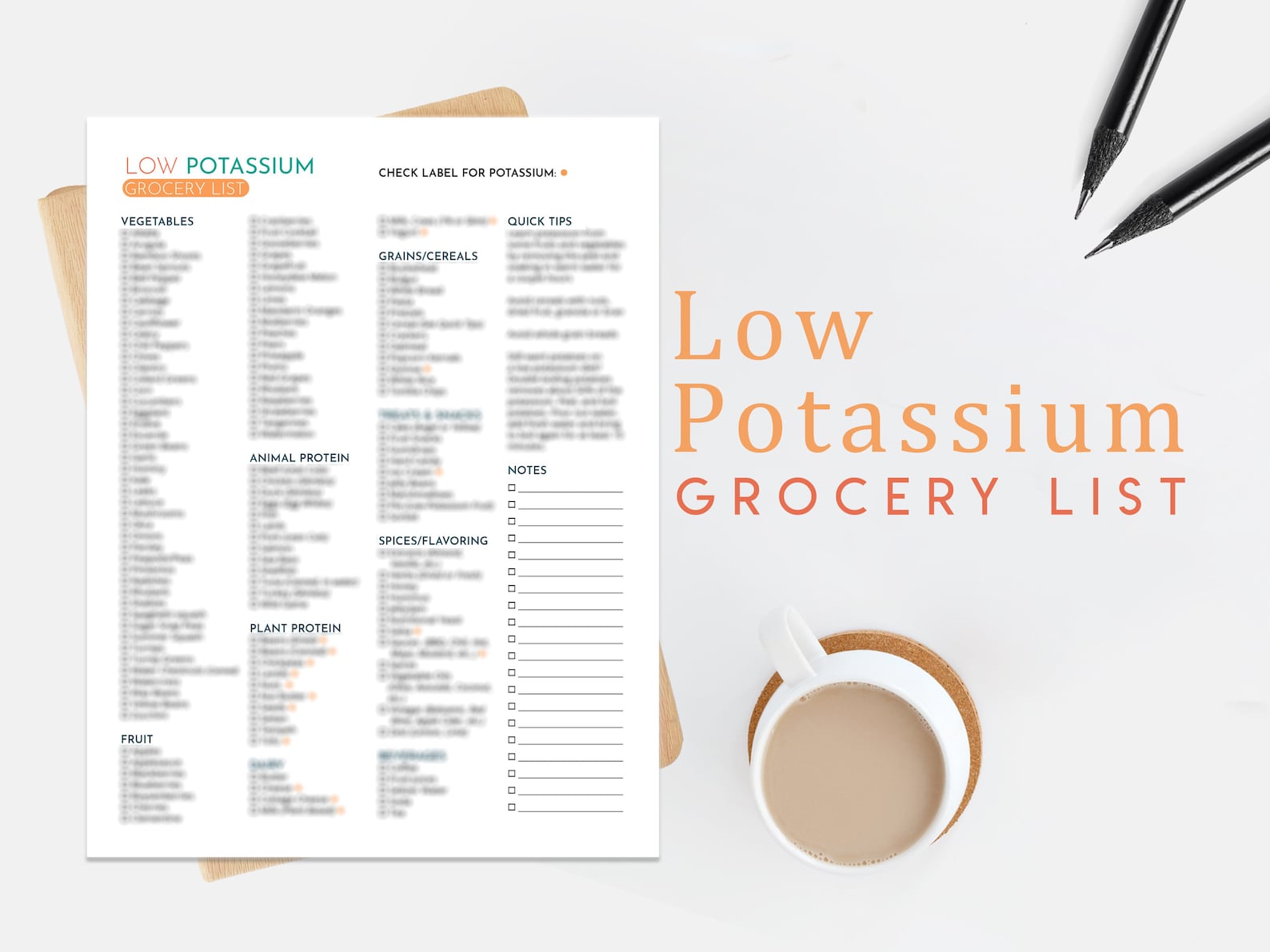 Low Potassium Diet Grocery List A4 & US Letter Printable PDF Etsy