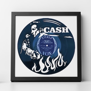 Johnny Cash 2 - Art de disque vinyle sculpté | Art mural | Décor de chambre | Décor de bureau | Cadeaux musicaux pour toutes les occasions |